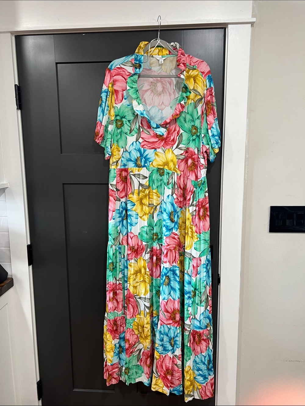 crown & ivy Tropical Floral Maxi Dress in Yellow, Blue, Pink, Green